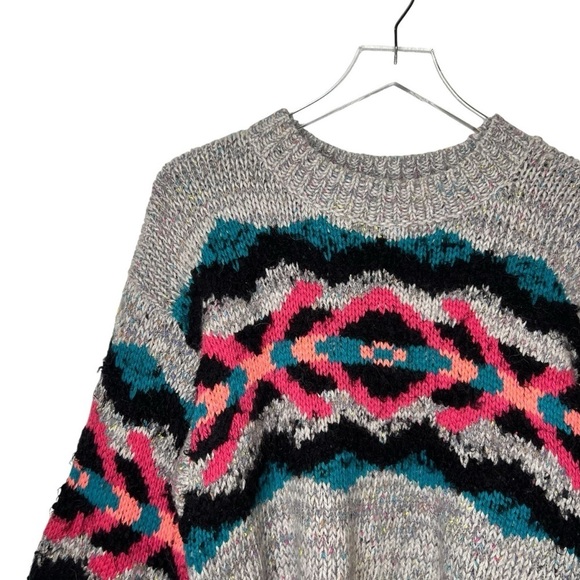 Free People Heart You Gray Wool Blend XOXO Women’s Chunky Cropped Sweater Sz S - Picture 3 of 11